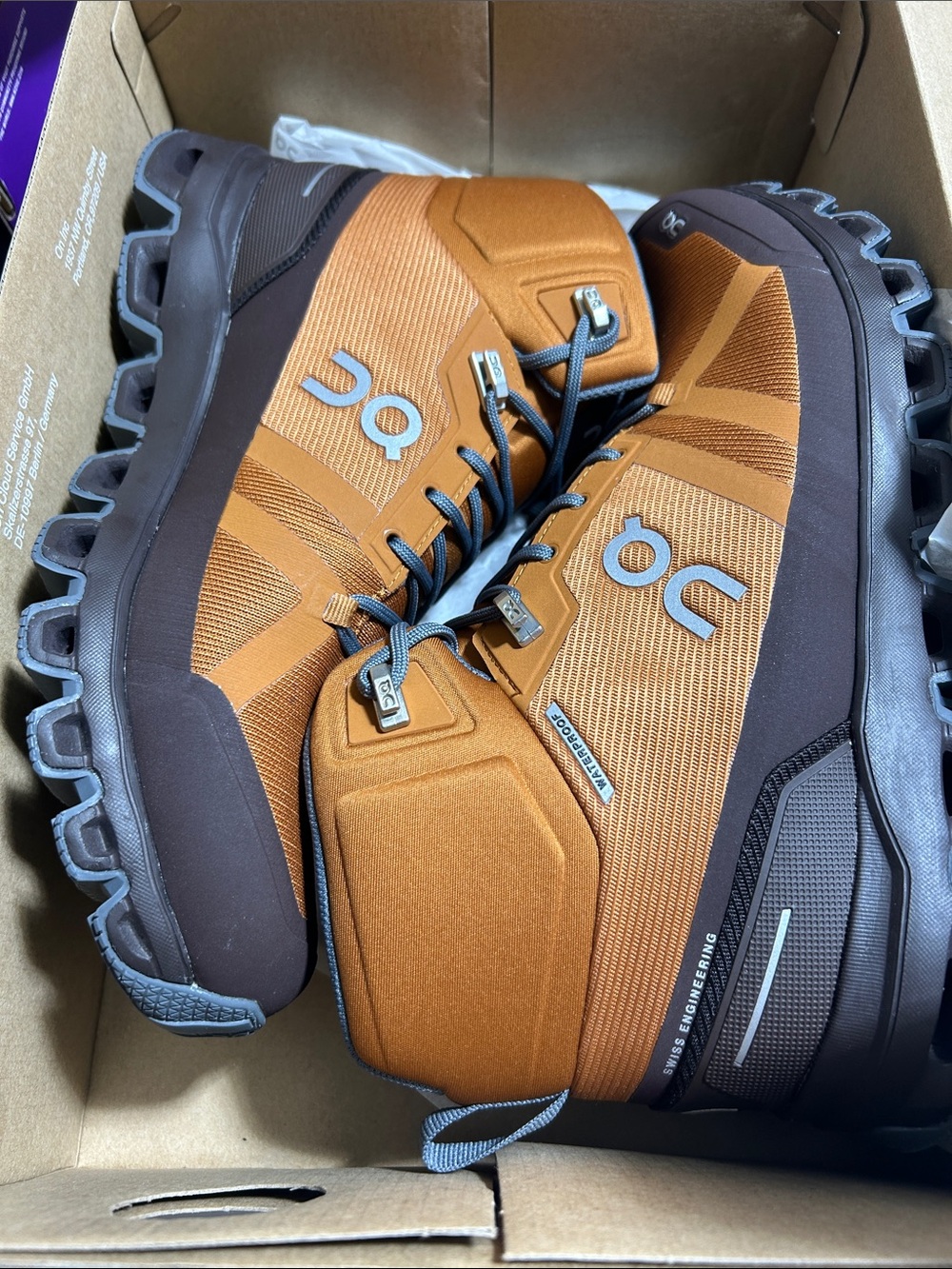 Cloudrock Waterproof Trail Boots in Burnt Orange and Chocolate - Picture 3 of 5